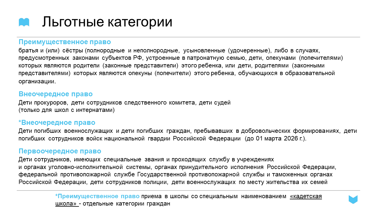 Приём в 1 класс